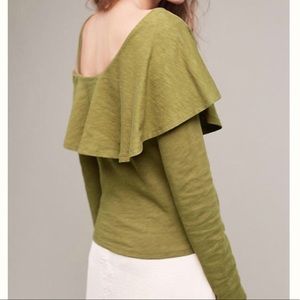 NWT Anthropologie Postmark One Shoulder Ruffle Top